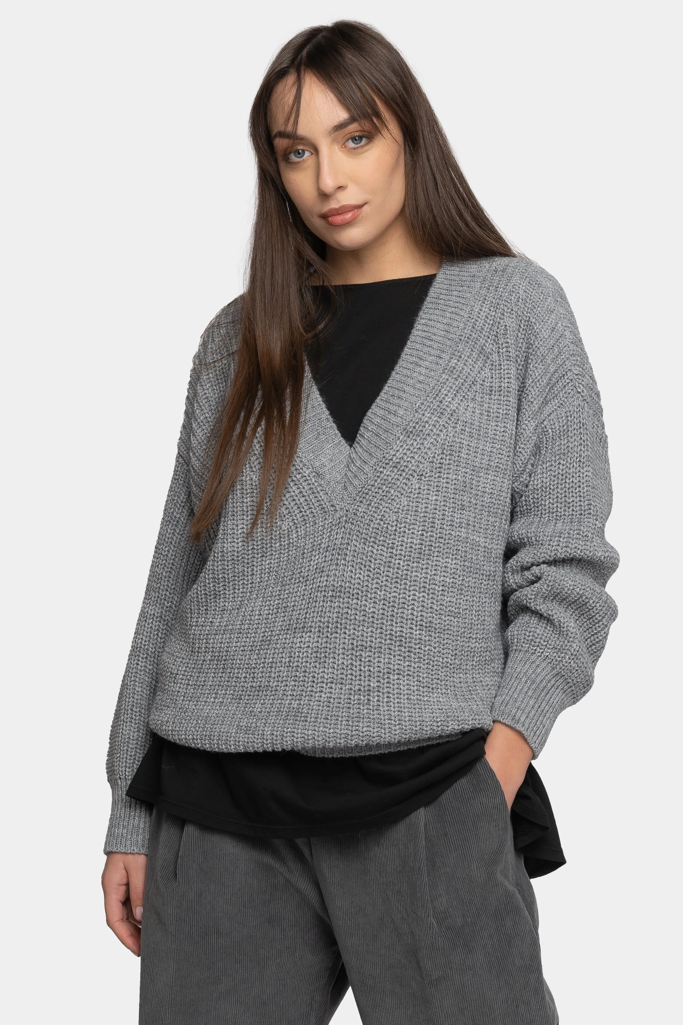 V Neck Knitted Sweater