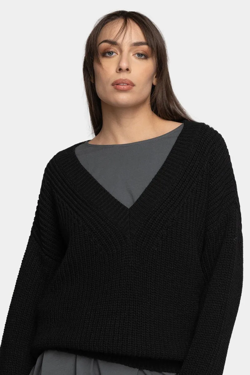 V Neck Knitted Sweater