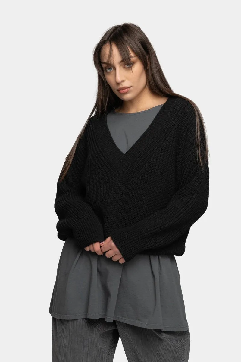 V Neck Knitted Sweater