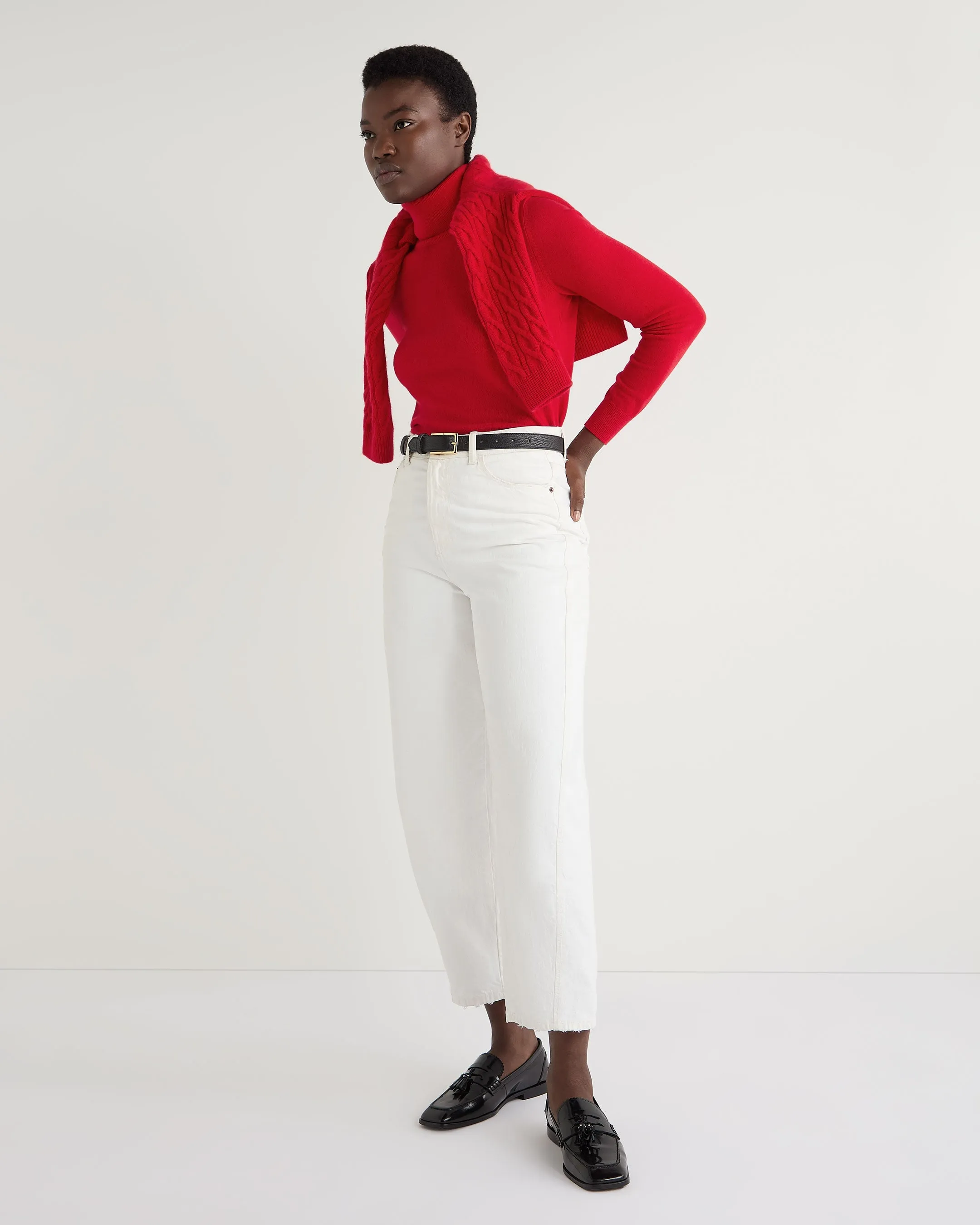 Women's Luna Turtle Neck Cashmere Sweater Riding Red