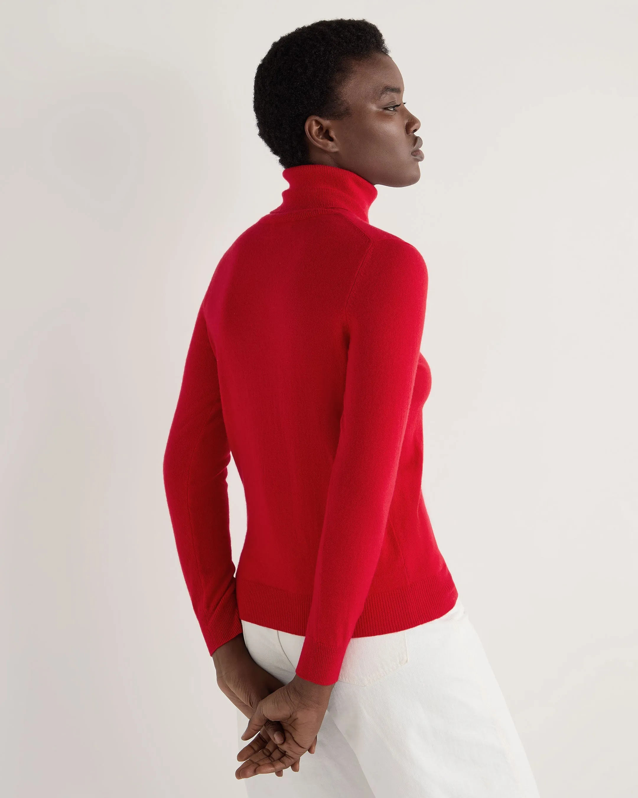 Women's Luna Turtle Neck Cashmere Sweater Riding Red
