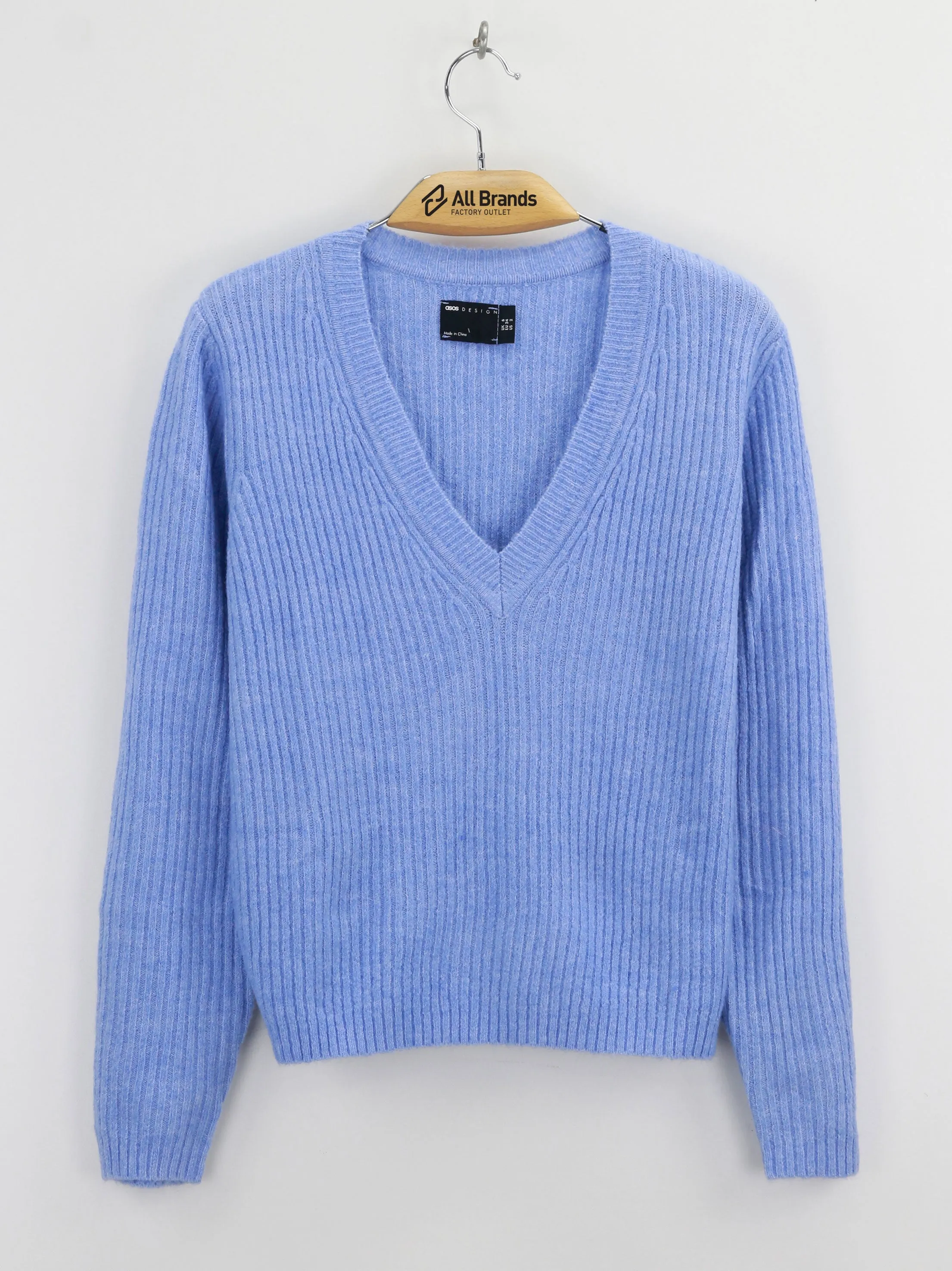 Women's Ribbed Wool Sweaters,Blue